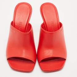 Salvatore Ferragamo Red Leather Astro Slide Sandals Size 36.5