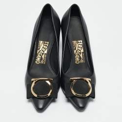 Salvatore Ferragamo Black Leather Ezia Pumps Size 36
