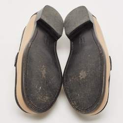 Salvatore Ferragamo Black/Beige Leather Slip On Loafers Size 40