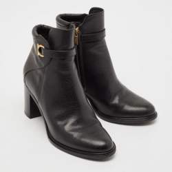 Salvatore Ferragamo Black Leather Figaro Ankle Boots Size 37.5