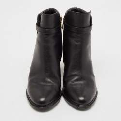 Salvatore Ferragamo Black Leather Figaro Ankle Boots Size 37.5
