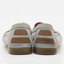 Salvatore Ferragamo Light Blue Nubuck Leather Gancini Slip On Loafers Size 39.5