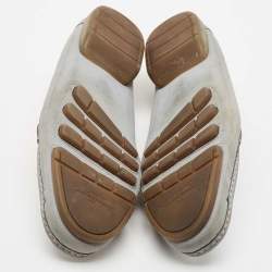 Salvatore Ferragamo Light Blue Nubuck Leather Gancini Slip On Loafers Size 39.5