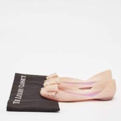 Salvatore Ferragamo Beige Nilly Jelly Bow Ballet Flats Size 36.5