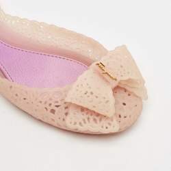 Salvatore Ferragamo Beige Nilly Jelly Bow Ballet Flats Size 36.5