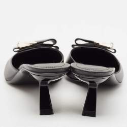 Salvatore Ferragamo Black Leather Lycia Mules Size 39.5