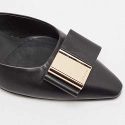 Salvatore Ferragamo Black Leather Lycia Mules Size 39.5
