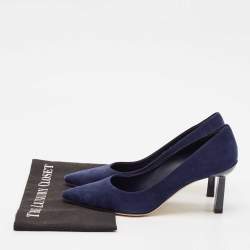 Pre Owned Salvatore Ferragamo Navy Blue Suede Pointed Toe Pumps Size 39.5