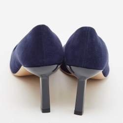 Pre Owned Salvatore Ferragamo Navy Blue Suede Pointed Toe Pumps Size 39.5