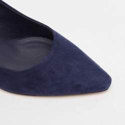 Pre Owned Salvatore Ferragamo Navy Blue Suede Pointed Toe Pumps Size 39.5