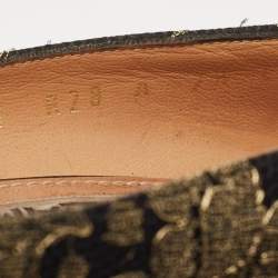 Pre Owned Salvatore Ferragamo Black/Gold Lace Rosella Peep Toe Pumps Size 38