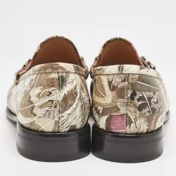Pre Owned Salvatore Ferragamo Multicolor Flower Printed Leather Bit Slip On Loafers Size 39.5