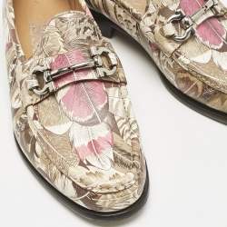 Pre Owned Salvatore Ferragamo Multicolor Flower Printed Leather Bit Slip On Loafers Size 39.5