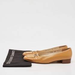 Salvatore Ferragamo Beige Leather Slip On Loafers Size 39