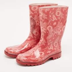 Salvatore Ferragamo Red PVC Rain Boots Size 35.5