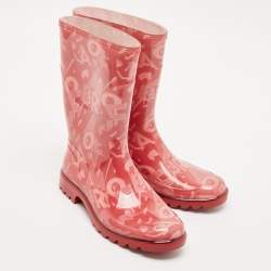 Salvatore Ferragamo Red PVC Rain Boots Size 35.5