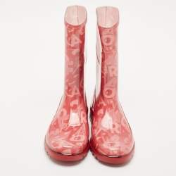 Salvatore Ferragamo Red PVC Rain Boots Size 35.5