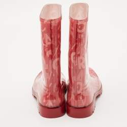 Salvatore Ferragamo Red PVC Rain Boots Size 35.5