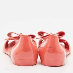 Salvatore Ferragamo Coral Pink Jelly Barbados Bow Ballet Flats Size 39.5