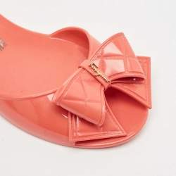 Salvatore Ferragamo Coral Pink Jelly Barbados Bow Ballet Flats Size 39.5