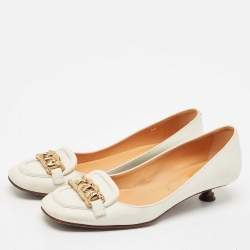 Tod's White Leather Chain Link Pumps Size 36