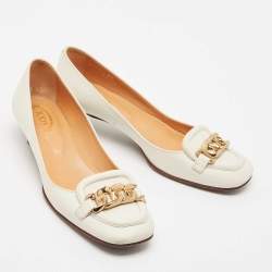 Tod's White Leather Chain Link Pumps Size 36