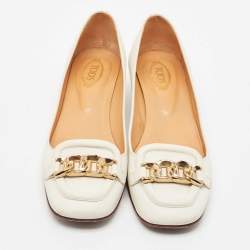 Tod's White Leather Chain Link Pumps Size 36