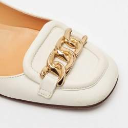 Tod's White Leather Chain Link Pumps Size 36
