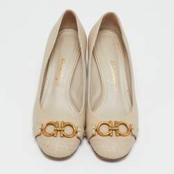 Salvatore Ferragamo Grey Leather Loafer Pumps Size 36.5