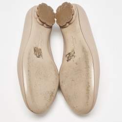 Salvatore Ferragamo Beige Leather Bow Smoking Slippers Size 37