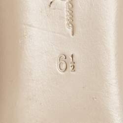 Salvatore Ferragamo Beige Leather Bow Smoking Slippers Size 37