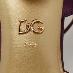 Dolce & Gabbana Gold/Burgundy Leather and Satin Ankle Strap Sandals Size 36.5