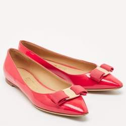 Salvatore Ferragamo Red Patent Leather Zeri Ballet Flats Size 37