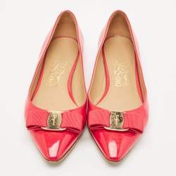 Salvatore Ferragamo Red Patent Leather Zeri Ballet Flats Size 37