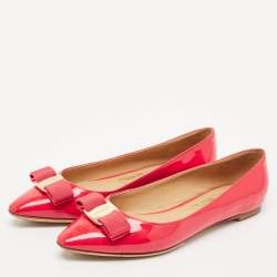 Salvatore Ferragamo Red Patent Leather Zeri Ballet Flats Size 37