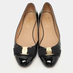 Pre Owned Salvatore Ferragamo Patent Leather Varina Ballet Flats Size 38.5