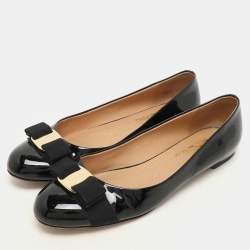 Pre Owned Salvatore Ferragamo Patent Leather Varina Ballet Flats Size 38.5