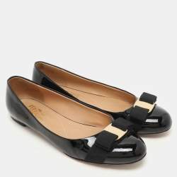 Pre Owned Salvatore Ferragamo Patent Leather Varina Ballet Flats Size 38.5