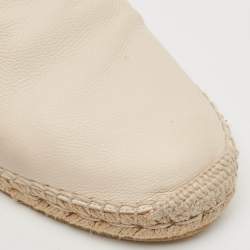 Salvatore Ferragamo Cream Leather Chain Espadrille Flats Size 39.5