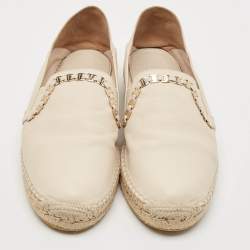 Salvatore Ferragamo Cream Leather Chain Espadrille Flats Size 39.5