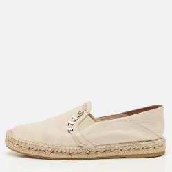 Salvatore Ferragamo Cream Leather Chain Espadrille Flats Size 39.5