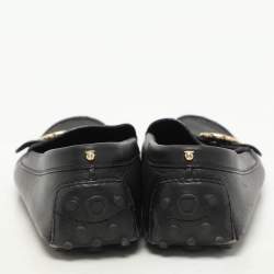 Salvatore Ferragamo Black Leather Buckle Loafers Size 39
