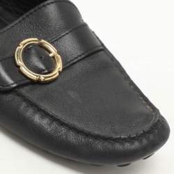 Salvatore Ferragamo Black Leather Buckle Loafers Size 39
