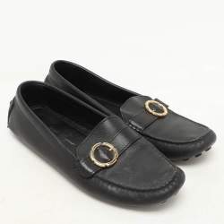 Salvatore Ferragamo Black Leather Buckle Loafers Size 39