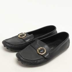 Salvatore Ferragamo Black Leather Buckle Loafers Size 39