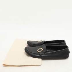 Salvatore Ferragamo Black Leather Buckle Loafers Size 39