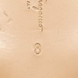Salvatore Ferragamo Light Beige Leather Gancini Thong Flats Size 38.5