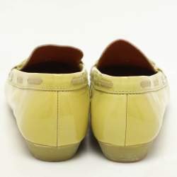 Salvatore Ferragamo Green Patent Leather Bow Loafers Size 40