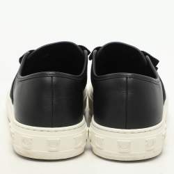 Salvatore Ferragamo Black Leather Vara Bow Trio Slip On Sneakers Size 38.5