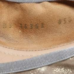 Salvatore Ferragamo Metallic Beige Suede Vara Bow Scrunch Ballet Flats Size 38